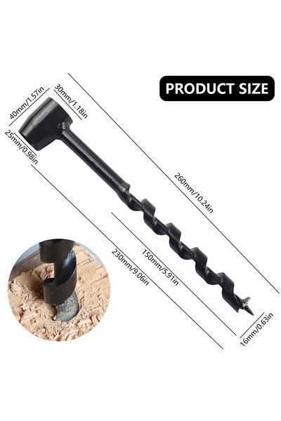 Choice 16 X 230mm Bushcraft Outdoor Survival Hand Drill Carbon Steel Manual Auger Manual Survival Drill Sel