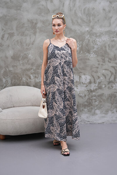 NAVY Rochie din viscoză cu bretele, decolteu în V și model cu ramuri, lungime...