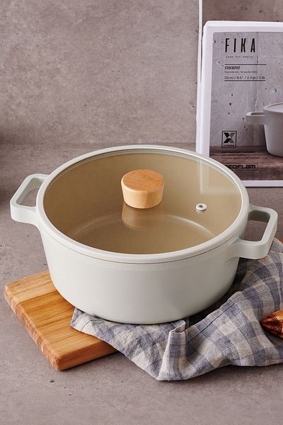 NEOFLAM Fika Aluminum Cast Pot with Glass Lid 24 cm X 10 cm