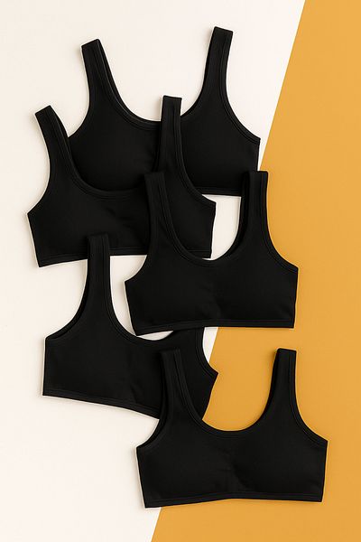 BONY SOCKS 5 Pack Black Thick Strap Bustier for Girls