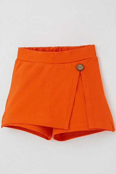 Breeze Kız Çocuk Şort Etek Düğme Akesuarlı 3-7 Yaş, Turuncu