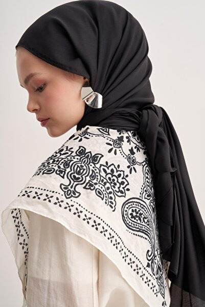 carell Şantuk Çift Taraflı İpekli Şal Siyah