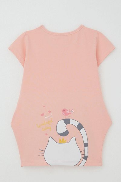 Breeze Girl's Tunic Dress Friendship Themed Princess Kitten Printed Age 1.5-5, Salmon