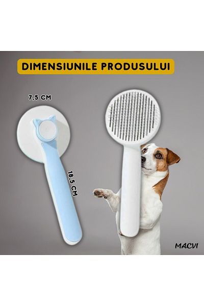 MACVI Macvi® self-cleaning brush for dogs and cats, removes dead hair, stainless steel bristles