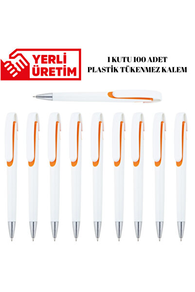 KALE PROMOSYON قلم حبر جاف بلاستيكي 100 قطعة قلم حبر جاف للمدرسة والأعمال الم...
