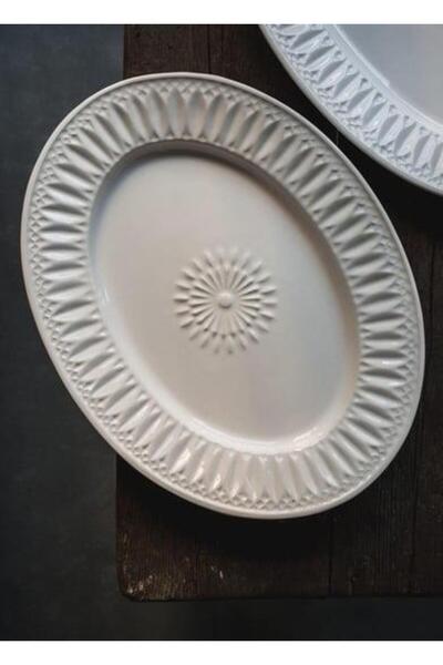 The Mia GRANDE BEYAZ OVAL SERVİS TABAK 50X37CM