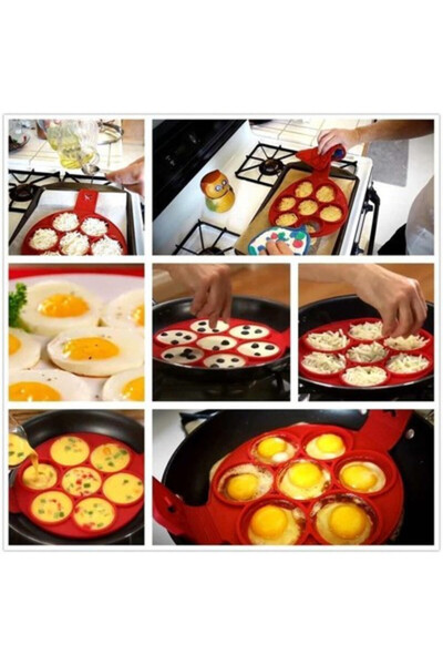 BOEM Tavă pentru ouă/clătite, Ugyismegveszel, 40x23x1.5 cm, silicon, roșu