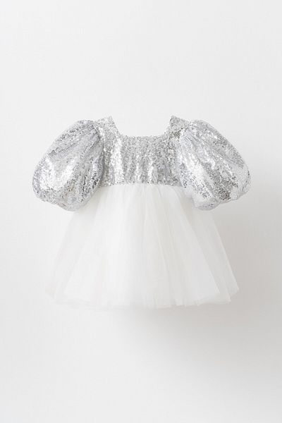 Banamio Rochie de ocazie specială umflată cu paiete din tul cu mâneci cu balon Vera