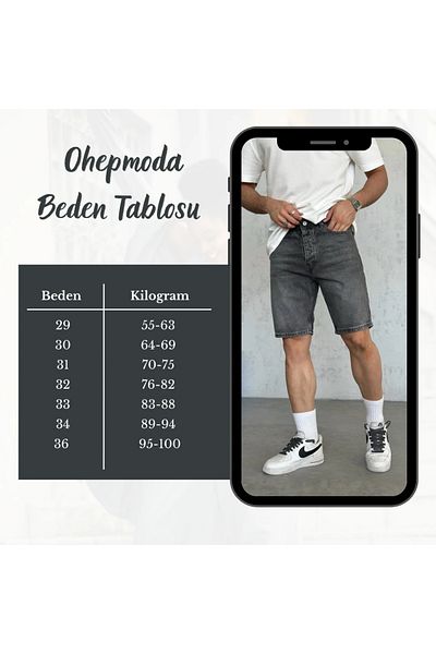 OHEPMODA Washed Men's Denim Shorts