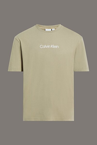 Calvin Klein Erkek Ck Hero Logo Comfort T-Shirt - Bej