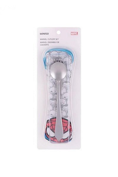 Miniso طقم مكون من ملعقة وشوكة و سكينة من عالم مارفل مع حافظة ق