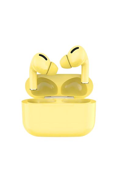 MACVI Casti Bluetooth Macvi® PRO, TWS, iOS & Android, BT 5.0, HiFi, Carcasa wireless, Touch, Galben