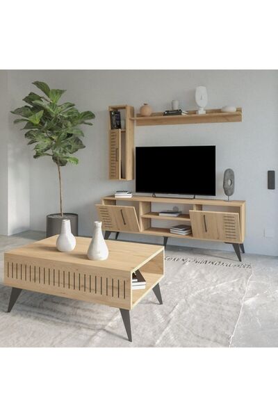 Bimossa G3610 Karla Tv Ünitesi Raflı Dolaplı Ve Orta Sehpa Sepet
