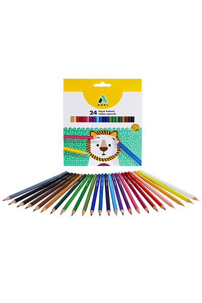 Adel 24Pcs Full Size Crayons in Cardboard Box, Quality Enamel, Bright Colored, Easy to Open