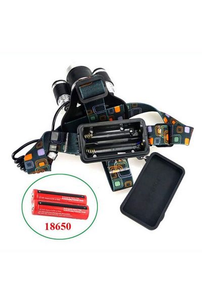 MACVI Lanterna frontala de cap Macvi® cu 5 LED-uri, iluminare puternica, banda elastica reglabila