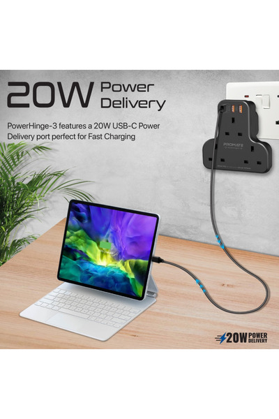Promate 3250W Wall Mounted Power Strip PowerHinge-3