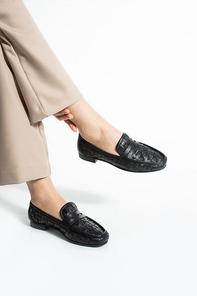 Getcho Kevyson Women's Genuine Leather Black Ballerina Shoes