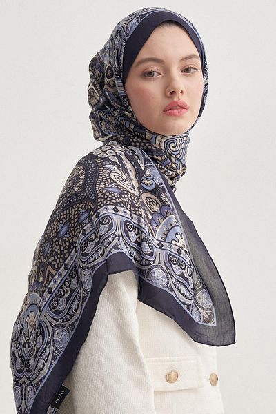 carell Olea Navy Blue Nilla Cotton Shawl