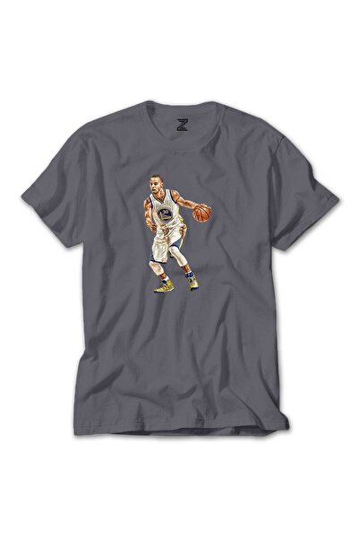 WAKHA Tricou gri cu silueta lui Stephen Curry