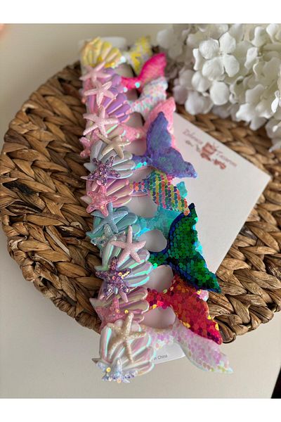 zehracatasariim Sequin Mermaid Dry and Oyster Figured Girl's Pen Buckle