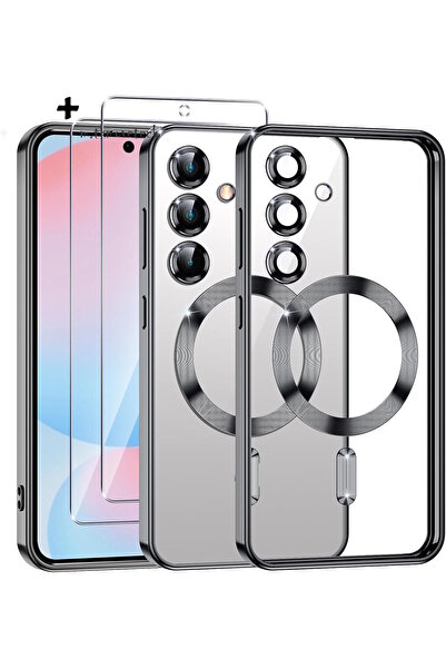 m.tk moveteck Samsung Galaxy A16 Kılıf Magsafe Renkli Kenarlı Arkası Şeffaf S...