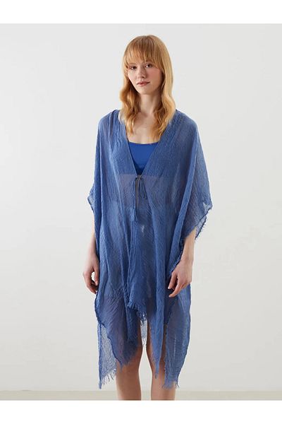 LC Waikiki LCW ACCESSORIES Kimono pentru femei cu guler șal albastru