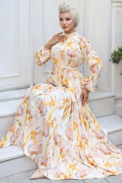 benguen Φόρεμα Hijab με σχέδιο κίτρινο 529