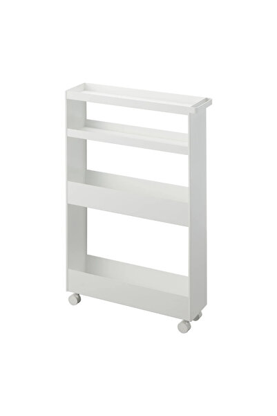 YAMAZAKİ Tower İnce 4 Katlı Depolama Arabası Beyaz Renk 80,5 Cm