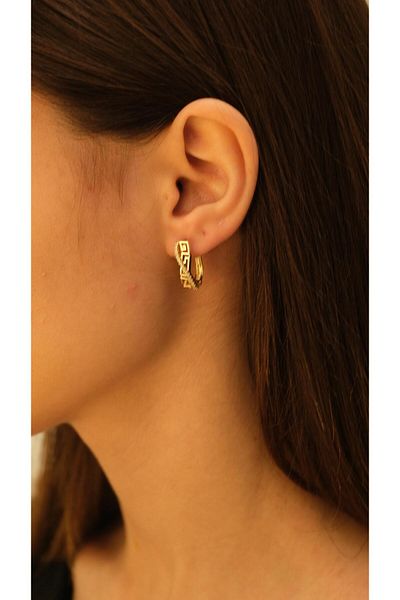 Jerie Gold Spiral Stone Detailed Mini Hoop Earrings