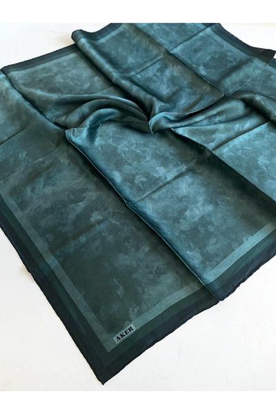 Aker Emerald Green Cloud Print Stonewashed Satin Silk Scarf 8783757 -351