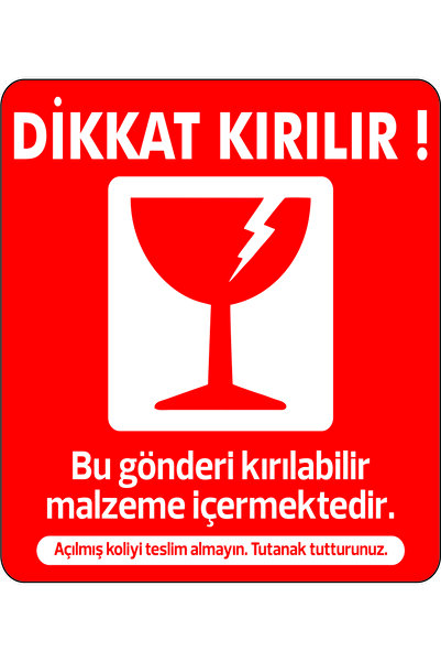 Selim Etiket Dikkat Kırılır Etiketi 70x80 Mm 500 Adet Rulo Kırılabilir Malzem...