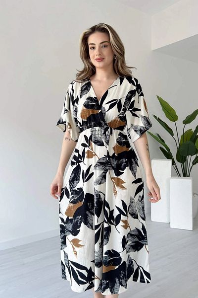 Sorridi Double Breasted Collar Bat Sleeve Seersucker Dress