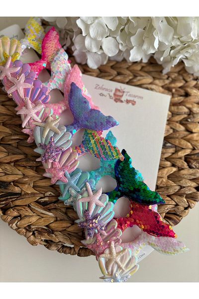 zehracatasariim Sequin Mermaid Dry and Oyster Figured Girl's Pen Buckle