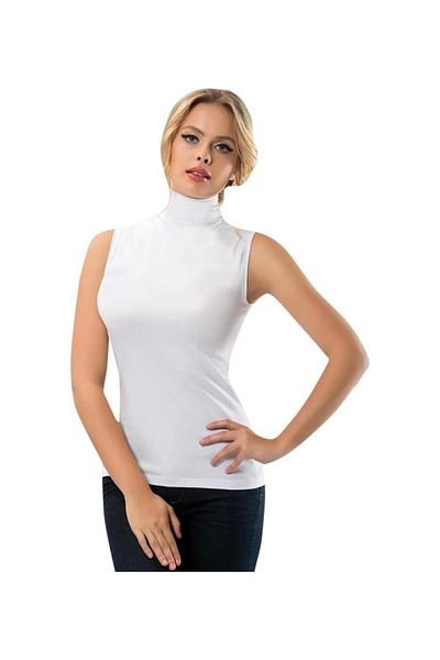 ÇamaşırcımShop Anıt 2811 Women's Turtleneck Tank Top with Zero Sleeves