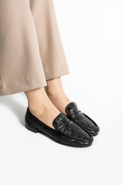 Getcho Kevyson Women's Genuine Leather Black Ballerina Shoes