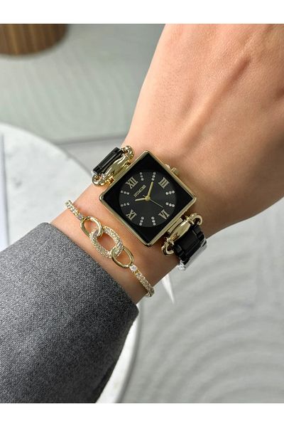 Homies Guaranteed Premium Women's Wristwatch Black (Black Dial Gold Case) Rshms-208