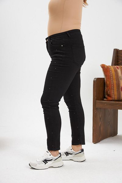RMG Plus Size Black Jeans - Flattering Stone Embroidered