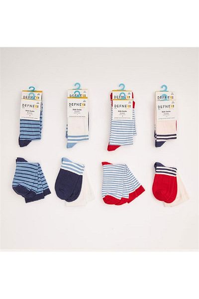 ÇamaşırcımShop 12 чифта тънки раирани дълги чорапи до глезена