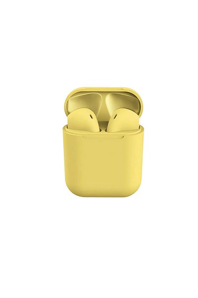 MACVI Casti Bluetooth Macvi® V5.0, iOS și Android, stație de andocare, Sunet 3D stereo, control tactil, Galben