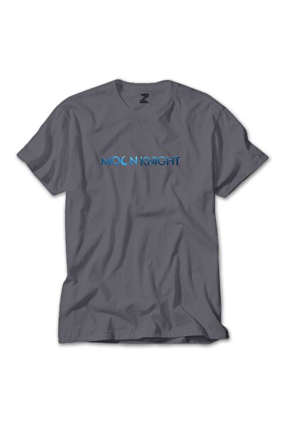 CrowsGate Tricou colorat cu text Moon Knight, culoare gri, mărimea XS