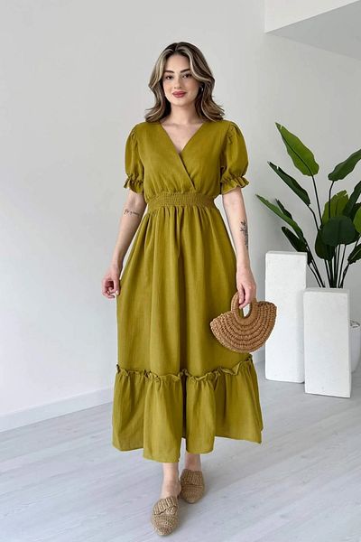 Sorridi Muslin Fabric Watermelon Sleeve Long Dress
