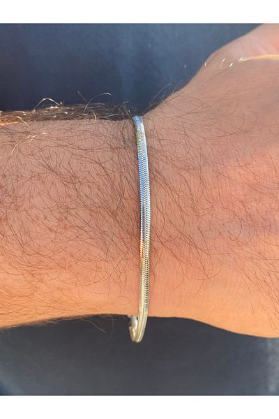 kurukafagift Large Size Thin Italian Model Men's Steel Snake Chain Bracelet 3 mm