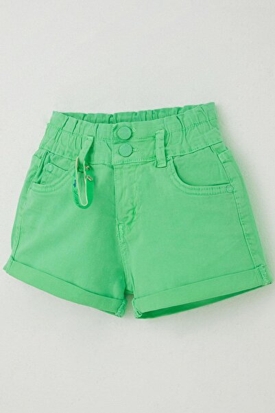 Breeze Girls' Shorts for Ages 8-14 - Neon Green with Bracelet