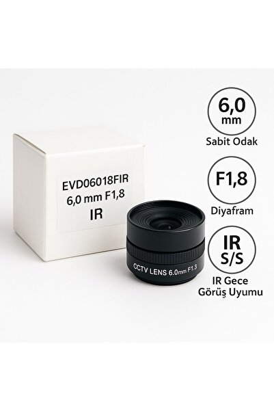 Sec on 6mm F1.8 Güvenlik Kamerası Lensi 5MP Gece Görüşlü IR Destekli Sabit Od...