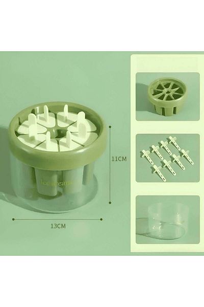 Köken Formă pentru înghețată Koken, formă cu 8 compartimente din plastic ecologic, verde, 11x13 cm