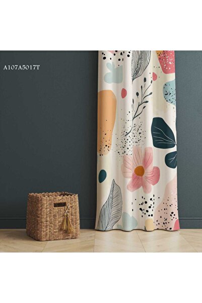 A2ZTR Wild Leaves Tropical Desenli Fon Perde (Tek KANAT)