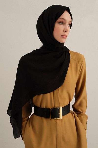 Armine Logo Bordered Cotton Silk Shawl 01