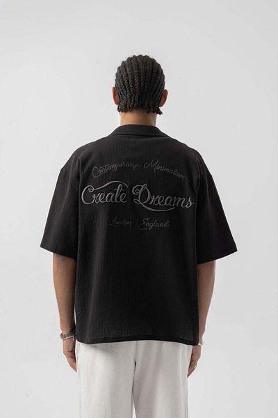 jaceyjace Back Embroidered Oversize Shirt - Black