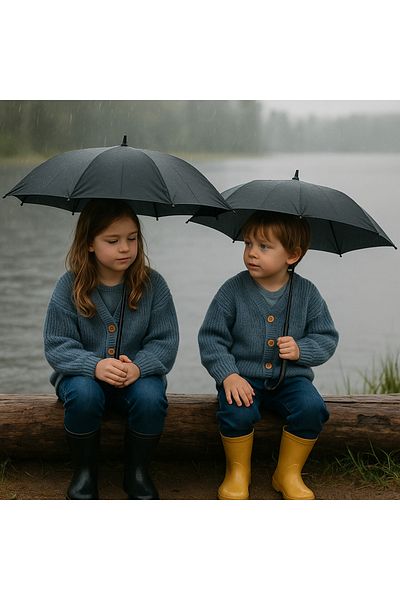Nimini Kids Унисекс плетен кардиган с голям размер и дървени копчета (0-5 години)