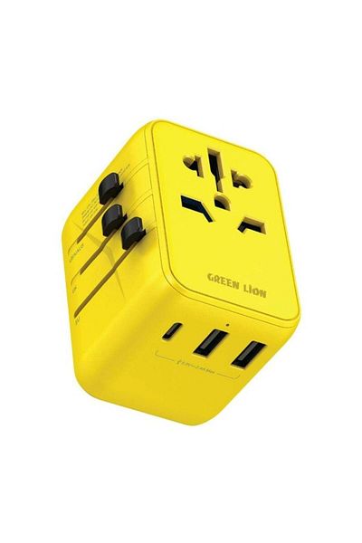 Green Lion 12W Universal Travel Adapter - Yellow
